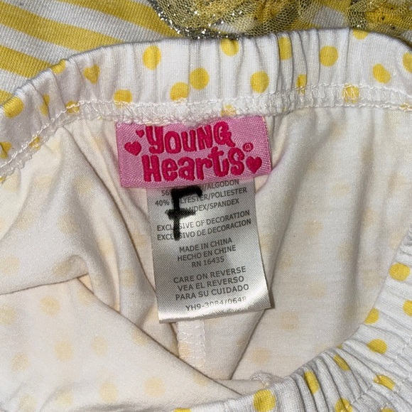 Girls Yellow Striped Butterfly Set with Polka Dot Pants - Picture 2 of 8